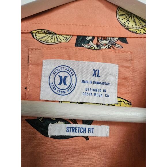 NEW Hurley Brand Mens Fresh Stretch Woven Shirt Peach Grapefruit Size XL X-Large - Picture 3 of 7